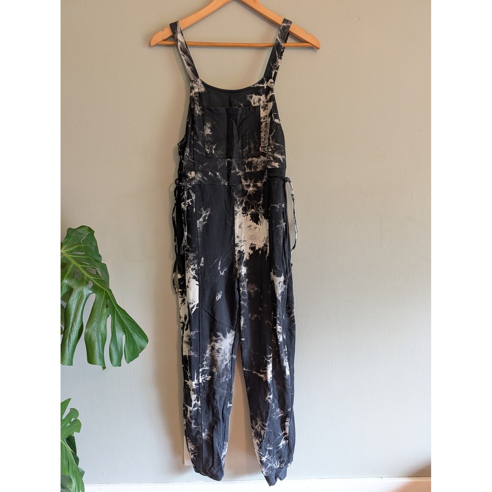 Bohme Tie Dye Overalls Black White Cotton Jogger Jumpsuit Comfort Lounge Small